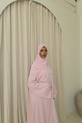Soft Pink Open Abaya and Matching Premium Chiffon Hijab
