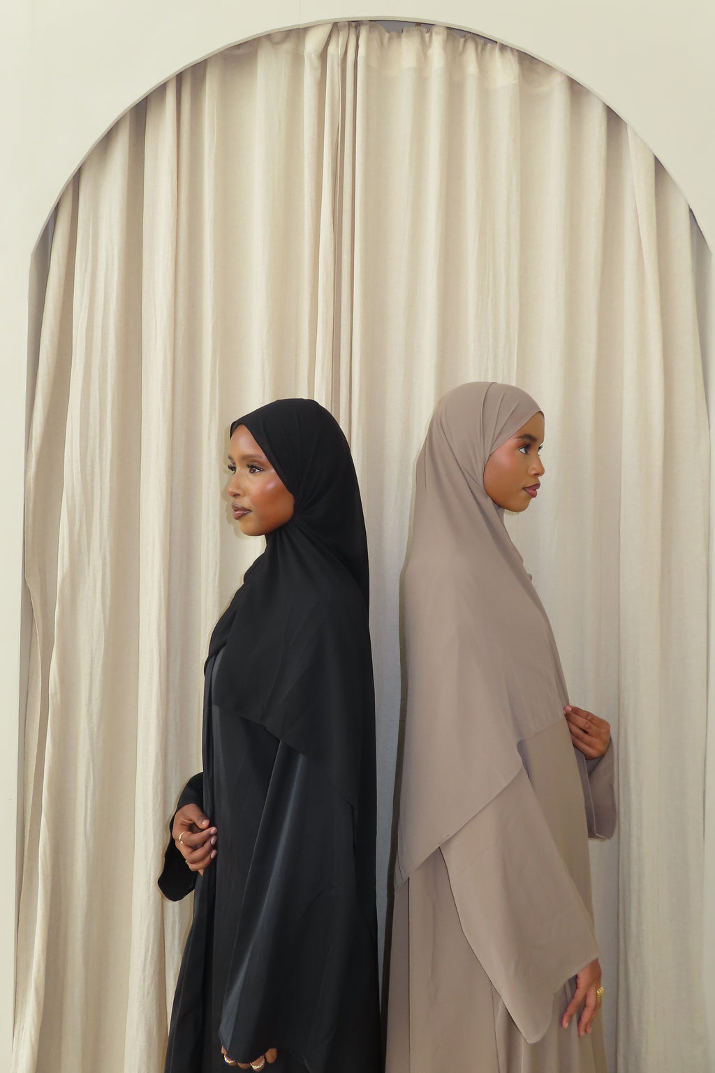 Taupe Open Abaya and Matching Premium Chiffon Hijab
