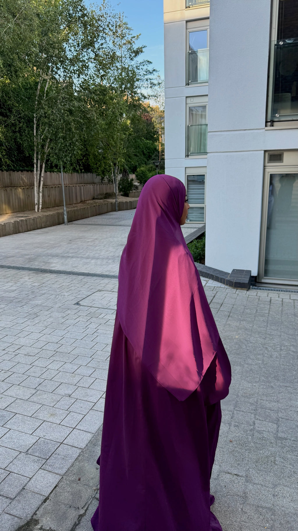 Plum Open Abaya and Matching Premium Chiffon Hijab