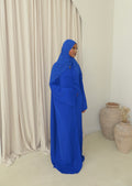 Royal Blue Open Abaya and Matching Premium Chiffon Hijab