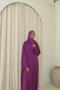Plum Open Abaya and Matching Premium Chiffon Hijab