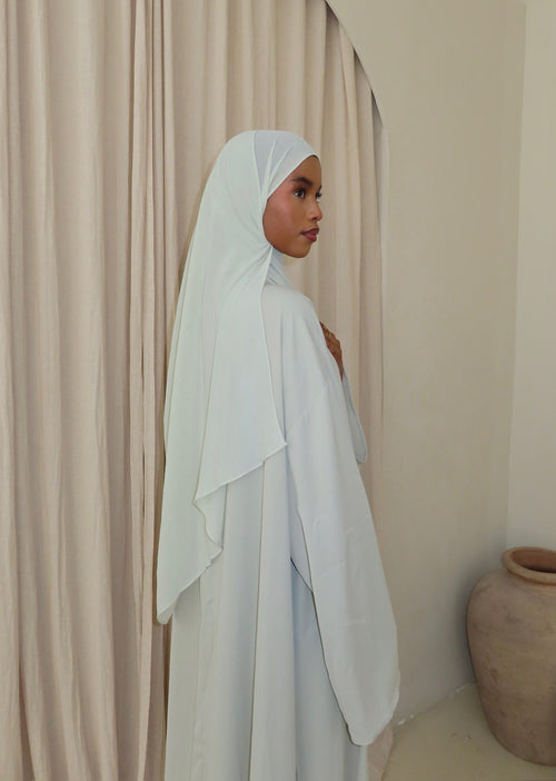 Light Sage Open Abaya and Matching Premium Chiffon Hijab