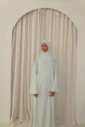 Light Sage Open Abaya and Matching Premium Chiffon Hijab
